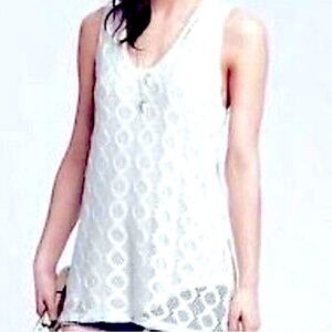 Banana Republic, Circle Lace Tank, White, Size M